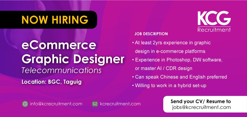 For Hire: eCommerce Graphic Designer for a company in BGC, Taguig City