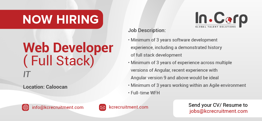 For Hire: Web Developer (Full Stack) for a company in Caloocan City
