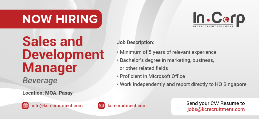 For Hire: Sales and Development Manager for a company in MOA, Pasay