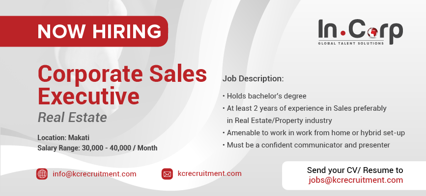 For Hire: Corporate Sales Executive in Makati City | Apply Now!
