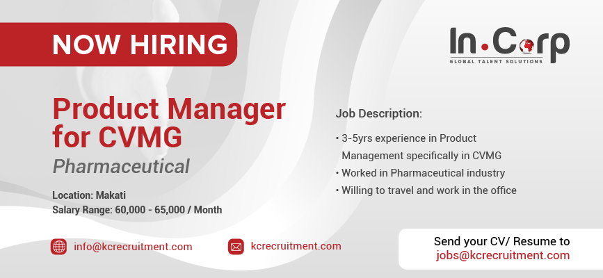 For Hire: Product Manager for CVMG for a company in Makati City
