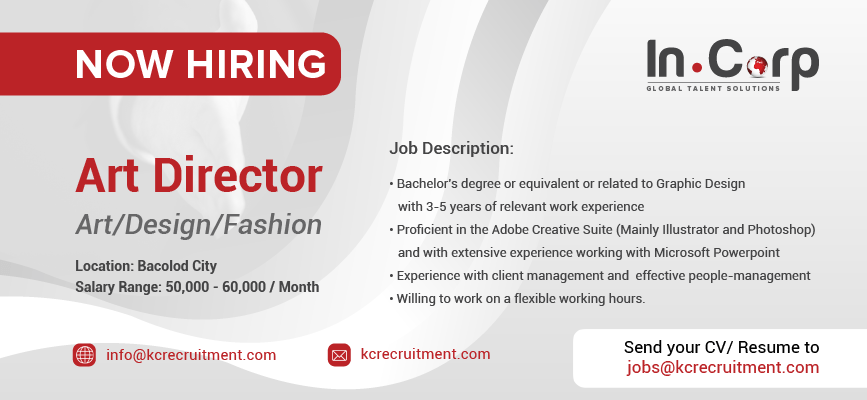 For Hire: Art Director for a company based in Bacolod City | Apply Now!