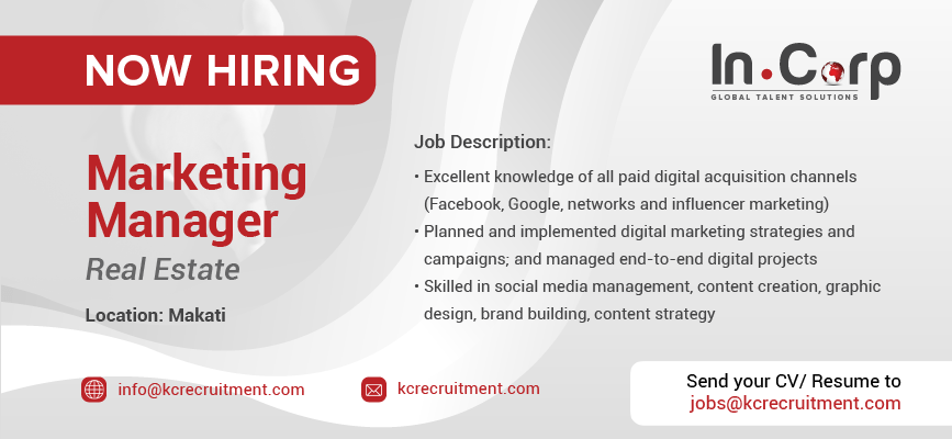 For Hire: Marketing Manager for a company based in Makati City