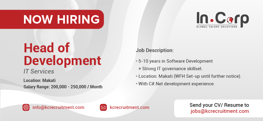 For Hire: Head of Development for a company based in Makati City