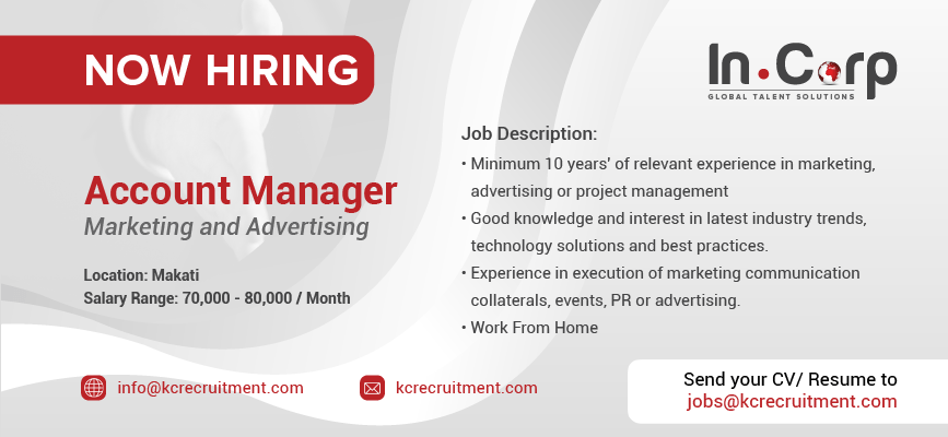 For Hire: Account Manager for a company based in Makati City