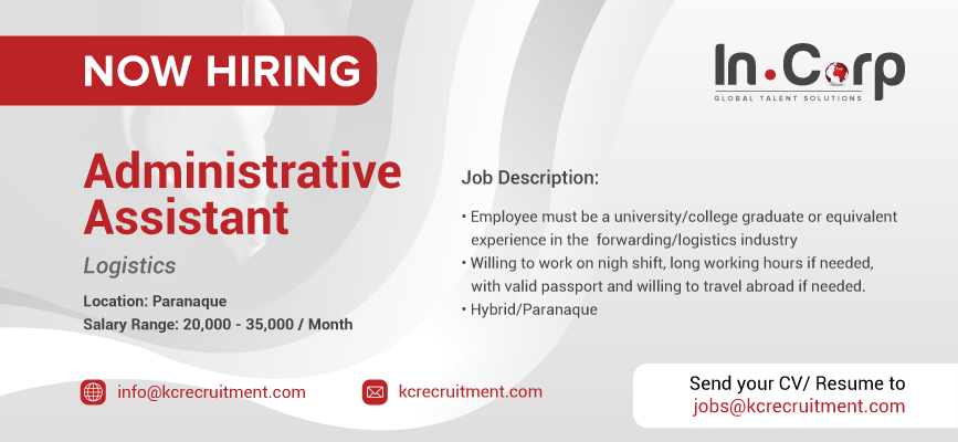 For Hire: Administrative Assistant for a company in Parañaque City