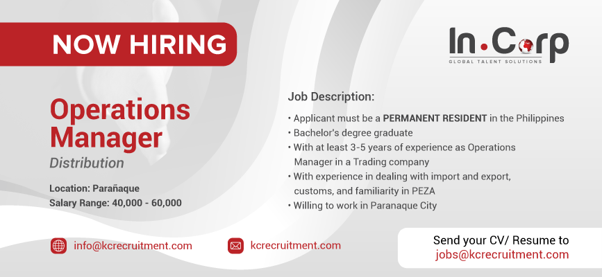 For Hire: Operations Manager for a company in Parañaque City