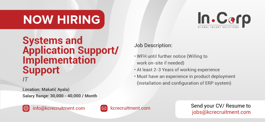 For Hire: Systems and Application Support/Implementation Support
