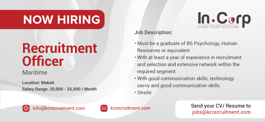 For Hire: Recruitment Officer for a company based in Makati City