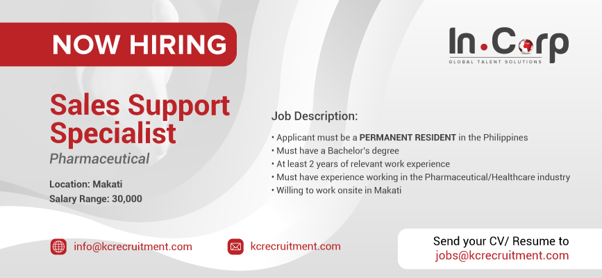 For Hire: Sales Support Specialist based in Makati City