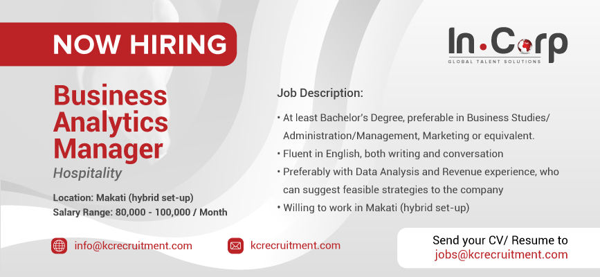 For Hire: Business Analytics Manager for a company in Makati City