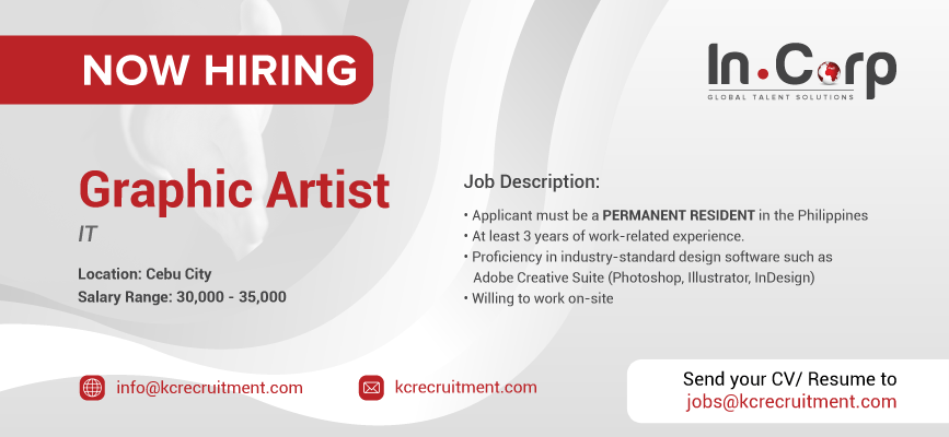 For Hire: Graphic Artist for a company in Cebu City | Apply Now!