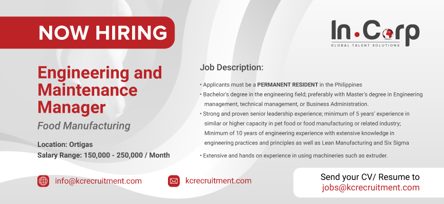 For Hire: Engineering and Maintenance Manager in Ortigas