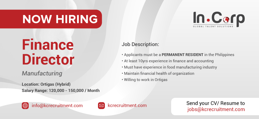 For Hire: Finance Director for a company in Ortigas (Hybrid)