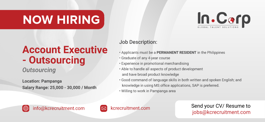 For Hire: Account Executive - Outsourcing in Pampanga