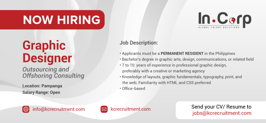 For Hire: Graphic Designer for a company based in Pampanga