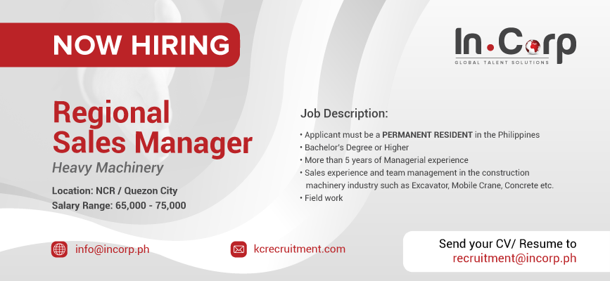 For Hire: Regional Sales Manager for a company in Quezon City