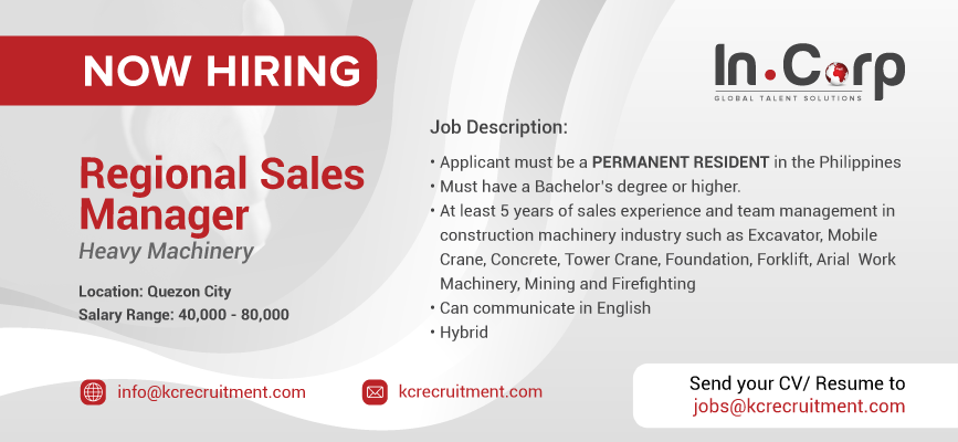 For Hire: Regional Sales Manager for a company in Quezon City