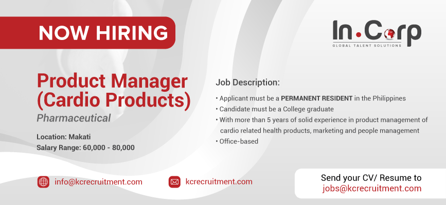 For Hire: Product Manager (Cardio Products) based in Makati City