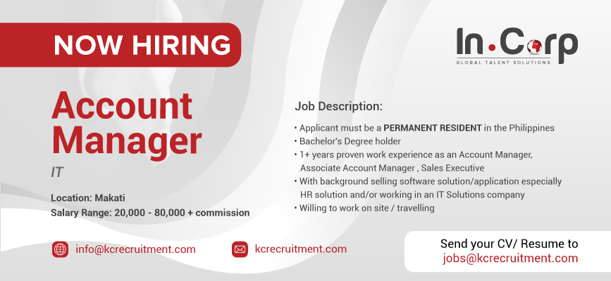 For Hire: Account Manager for an IT company in Makati City