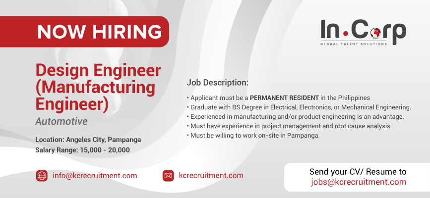 For Hire: Design Engineer based in Angeles City, Pampanga