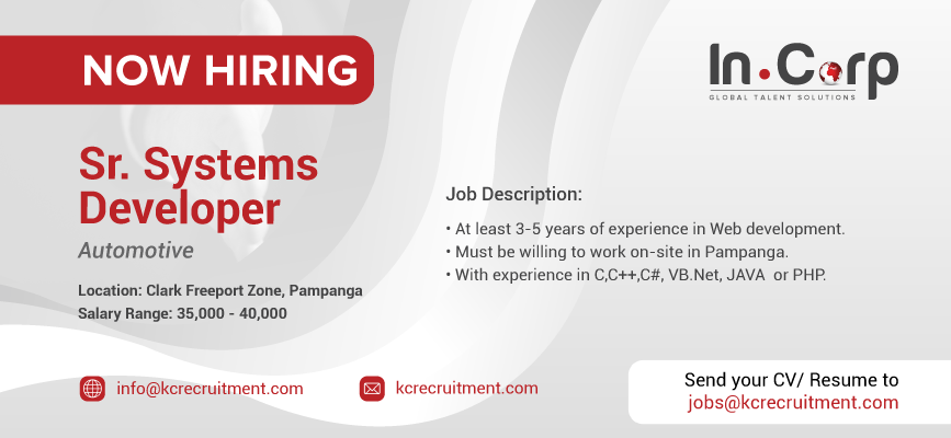 For Hire: Senior Systems Developer in Pampanga