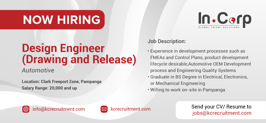 For Hire: Design Engineer (Drawing and Release) in Pampanga