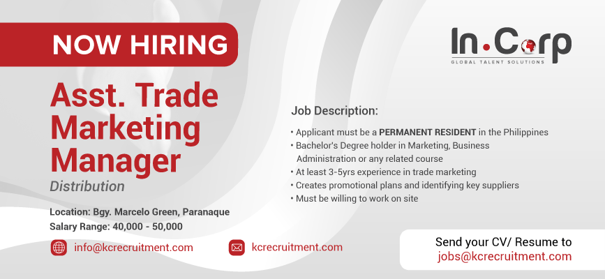For Hire: Assistant Trade Marketing Manager in Parañaque