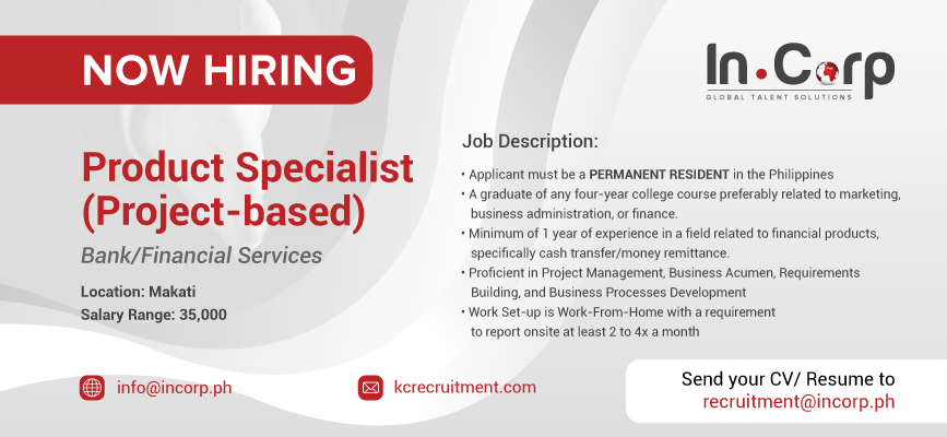 For Hire: Product Specialist (Project-based) in Makati
