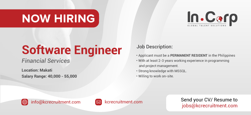 For Hire: Software Engineer for a company in Makati City