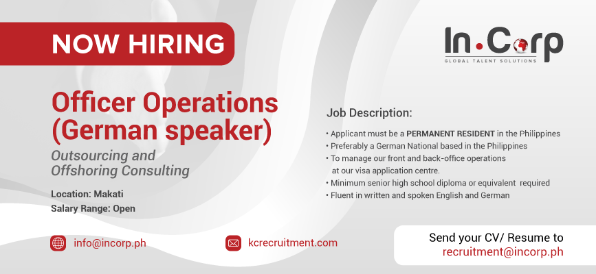 For Hire: Officer Operations for a company based in Makati