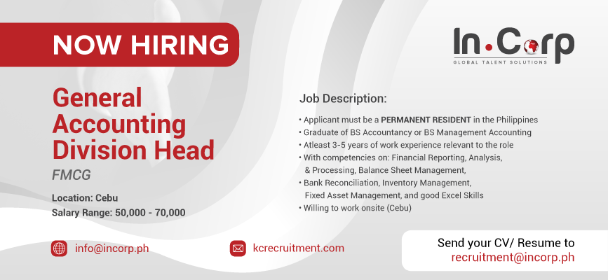 For Hire: General Accounting Division Head in Cebu